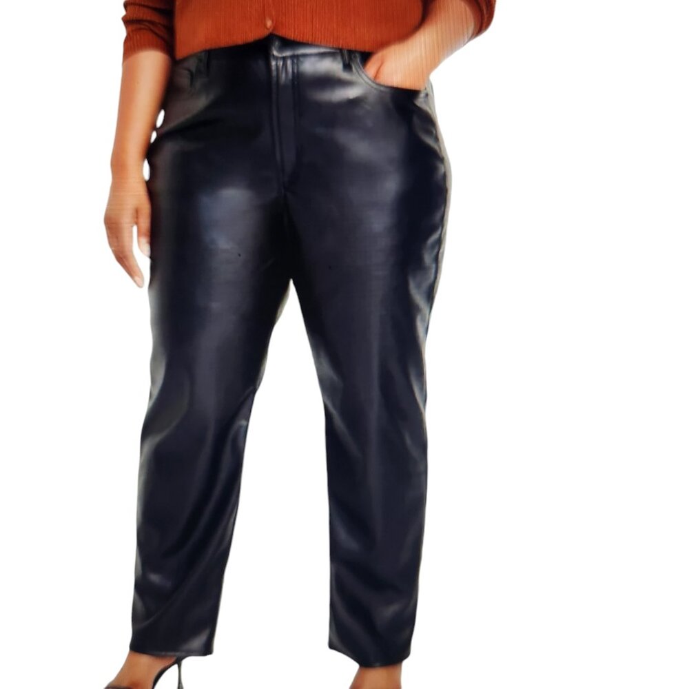 NWOT Old Navy High-Waisted OG Straight Secret Smooth Pockets Faux-Leather Pants